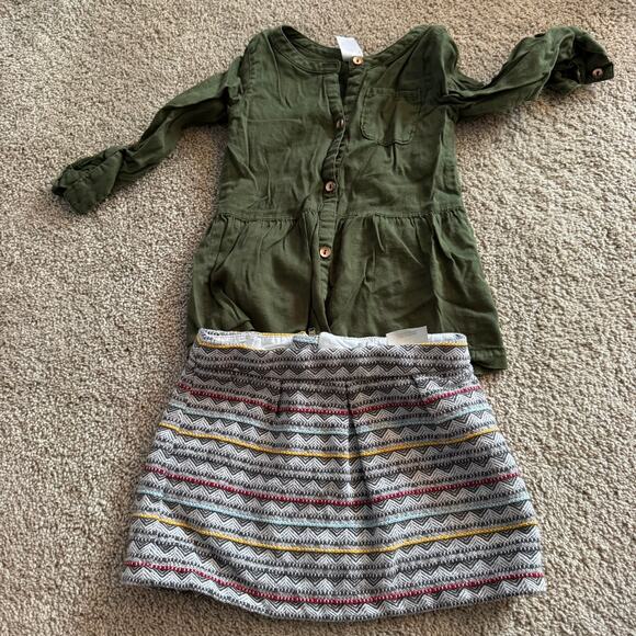 2 Piece Set Outfit Girls Size 3T Skirt & Long Sleeve Tunic Top Carter's OshKosh - Picture 1 of 5